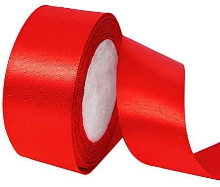 POPOYU Satinband Rot 40mm, 23 Meters Dekoration Geschenkband Fein Schleifenband, Stoffband für Luftballons, Hochzeit, Taufe und Geburtstag Geschenke Der Valentinstag Verpackung von Geschenken