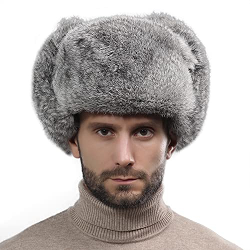 YJZQ Fliegermütze Wintermütze mit Ohrenklappen Herren Webpelzmütze Beanie-Mütze Kunstfellmütze Weiche Warme Trappermütze Pelzmütze Outdoor Russenmütze für Erwachsene