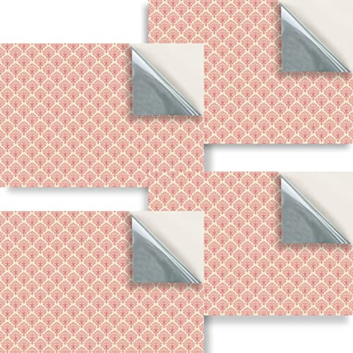 Stick & Go Repositionable Self Adhesive Dolls House Wallpaper 1:24 Scale (Set of 4 Sheets) - Victorian Pink Rococo Wallpaper - No. 125