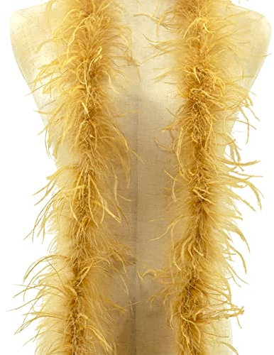 BYNYXI Federboa, 200cm Flauschige Marabu Federboa zum Basteln Natürliche Straußenfeder Schal Feder Boa Weiß Feder Schal Federstola für Damen Kinder Karneval Fasching Stola Kostüm Mottoparty