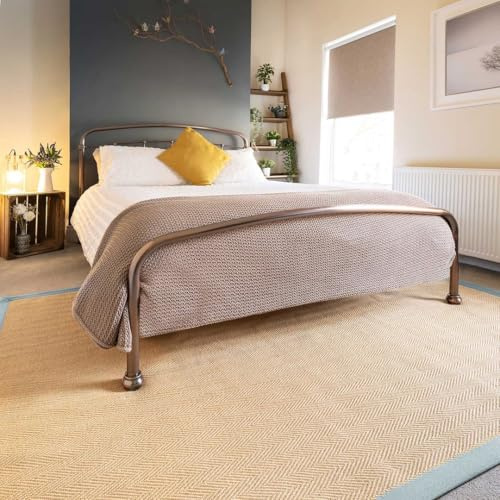 Natural Sustainable Herringbone Jute Area Rug Soft Durable Flatweave Mat Sisal Living Room Entrance Kitchen Hallway Carpet Rugs 80cm x 150cm