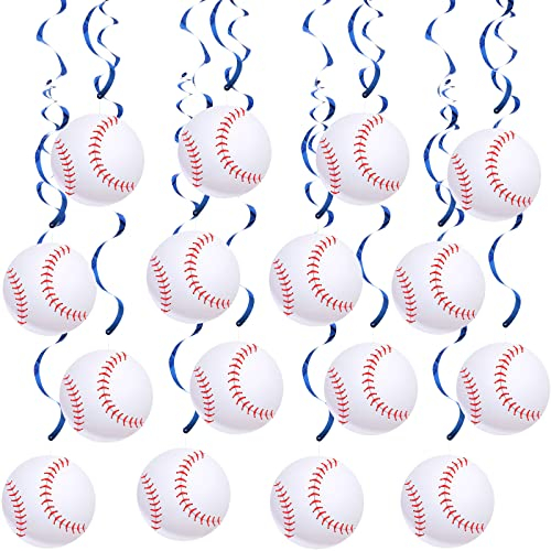 Yexiya 24 Stück 20 cm Baseball-Party-Dekorationen, Baseball-Hängewirbel, Baseball-Partyzubehör, Sport-Wirbel für Baseball-Schüssel, Spieltag, Baseball-Fans, Club, Geburtstag, Themen-Heimdekorationen