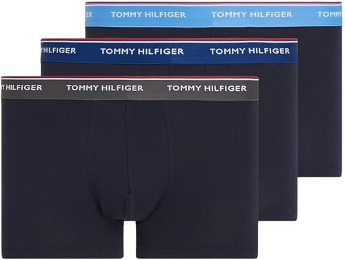 Tommy Hilfiger Herren 3er Pack Boxershorts Trunks Unterwäsche, Mehrfarbig (Blue Spell/Anchor Blue/Dark Ash), SM