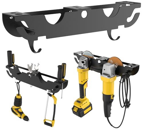 lovfeihoome Angle Grinder Holder - Wall Mount Angle Grinder Bracket with Cord Hanger,2 Bay Storage Rack for Angel Grinders, Cutters, Polishers and Worksapce.