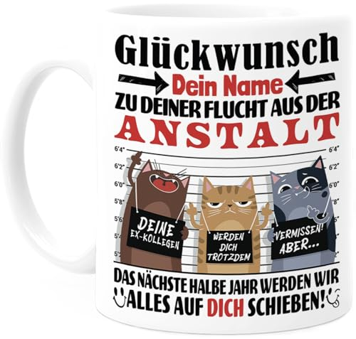 Cupdarling® Tasse Depart Collegue de Travail Personnalisé - Félicitations pour ton Évasion - Mug Humour Travail - Collègue de Travail Homme et Femme Bureau