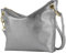 modamoda de - T243 - ital. Umhängetasche Klein Small aus Leder, Farbe:Silbergrau-Metallic