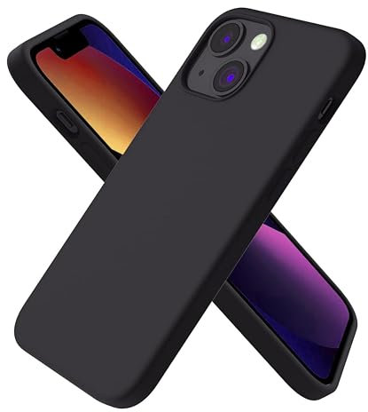 Silicone Case Designed for iPhone 13 Mini Case, Ultra Slim Shockproof Protective Liquid Silicone Phone Case with Soft Anti-Scratch Microfiber Lining, 5.4 inch, Black