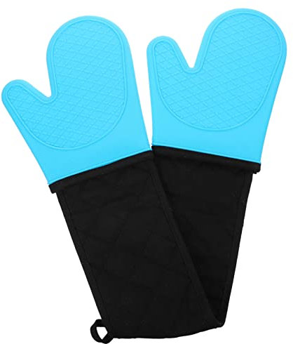 Milisten Thick Oven Silicone Glove Purity Double Oven Glove Oil-Proof Heat for Cooking and Baking