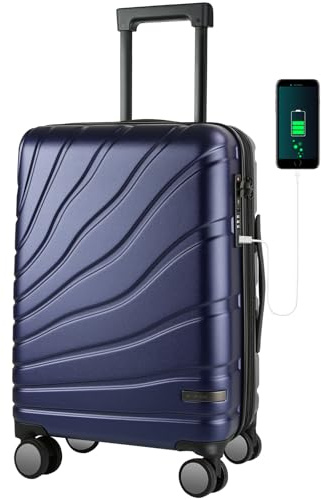 VANKEAN Rolling Laptop Bag Women Men, Travel Case with Wheels for Men Women, Wheeled Backpack Laptop Trolley Bag 20 Inch Waterproof Rolling Rucksack Suitcase Office Travel Business, Navy