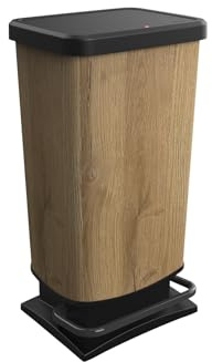 Rotho Paso Trash can 40l with pedal and lid, Plastic Brown