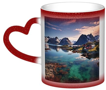 VducK Norway Islands Print Colour Changing Mug 11oz Personalised Magic Mug Tea Cup Ceramic Coffee Mug Heat Activated Colour Changing Mug