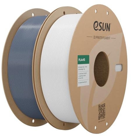 eSUN PLA+HS Filament 1.75mm, Kaltes Weiß+Grau, 2KG | PLA+ Hochgeschwindigkeitsdruck 3D Drucker Filament Maßgenauigkeit +/- 0.03mm, 1KG pro Spule 4 Spulen Speedy PLA Pro Filament