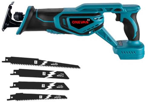 Reciprocating Saw Cordless Saber Saw - Battery Hand Saws for Makita, 0-3000SPM Stroke Speed for Cutting Wood with 4 Saw Blades (Machine Only)