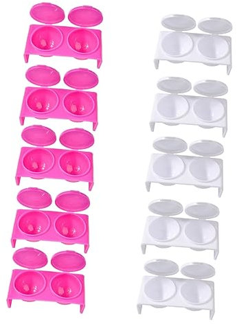 Mikinona 10pcs Double Hole Nail Art Cups with Lids Portable Manicure Tools for Home and Salon Use White and Rosy Colors Nail Art Equipment for Creative Designs