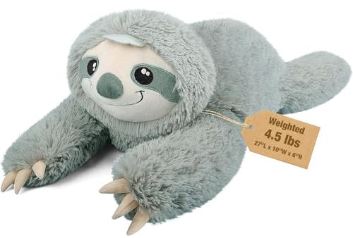 Bobbie & Laxi 68,6 cm & 2 kg Faultier gewichtete Stofftiere, kuschelige und weiche Kinder-Plüschtierkissen als Begleiter, große Plüschtiere mit Abnehmbarer Ceramsit-Tasche, Geschenke für Kinder