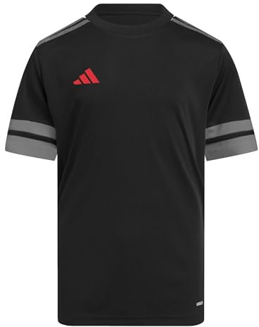 adidas Unisex Kids SQUADRA25 Jersey Short Sleeve Kids, Black/Team Grey Four/Pure Ruby, 15-16 Years