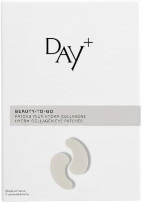 DAY+ | Hydra-Collagen-Augenpatches | Frischer & Straffer Blick | Hydratisiert die Augenpartie, Glättet & Polstert auf | Meereskollagen, Weißer Tee | 98,9% natürliche | Packung mit 3 Paaren