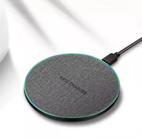 Fast Wireless Charger, Charging Pad, Qi certified for Apple iPhone16/15/14/13/12/11/Pro/XS/X/Plus, Air Pods Pro/4/3/2, Charger Mat For Samsung Galaxy/Note & Galaxy Buds, Fabric Charging Pad (Grey)