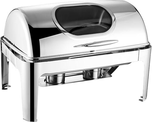 DXDXZDXLUF Stainless Steel Buffet Tray Set - Visible Buffet Stove with Lid Food Warmer, Heated Buffet Tray and Warmer, Buffet Server, Buffet Crock Pot Set for Banque(Double Grid)