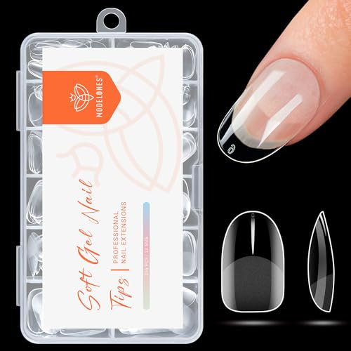 Modelones XS Short Coffin Nail Tips, Pre-shaped Full Cover Fake Nails Soft Gel Acrylic Nail Extension False Nail Kit 216PCS 12Sizes