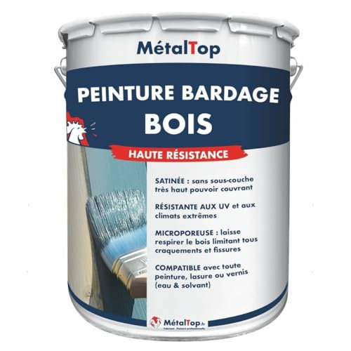 Metaltop - Peinture Bardage Bois - Blanc pur - RAL 9010 - Pot 1 L