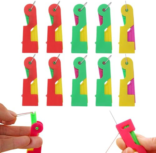 Nadeleinfädler, 2025 Einfädelhilfe für Nähnadeln Nähmaschinen Zubehör Kunststoff Nähnadeln Einfädler, Automatischer Einfädler Nadel Threading Tool für Handnähen und Nähmaschinen (3)