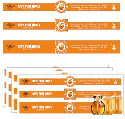 120 Pack Safe Secure Tamper Evident Seals Multiple Designs Handmade Proof Pure Honey Alcohol to-Go Drink Straw Labels Stickers for Bottle Coffee Milk Jars Food Delivery Freshness (Proof Pure Honey)