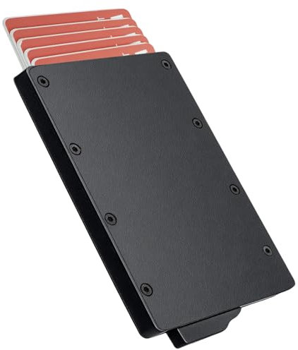 KEYRI 1 PCS Geldbörse Herren Slim Wallet Card Holder für Männer Schlankes Minimalistisches Metall Portemonnaie Pop-up-Kreditkarten-Halter für Männer und Frauen (Schwarz)