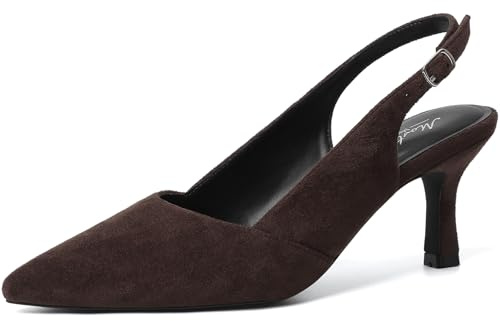 Mostrin Kitten Heels for Women with Closed Toe Back Strap Pumps for Women Wedding Party Commuter