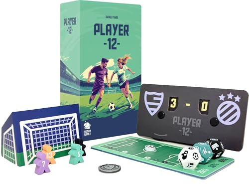 Player 12 - Juego de mesa de Fútbol, con Cartas y Dados para marcar Goles, fácil de aprender, rápido y entretenido, formato pequeño de viaje, Regalo niño/niña 6 7 8 9 10 11 12 años familiar