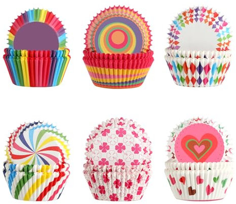 300 Pirottini per Muffin in Carta Colorata, Pirottini Mini Muffin dai Colori Vivaci, Pirottini Cupcake Ideali per Compleanni, Matrimoni e Feste – Uso Versatile e Adatti alla Cottura