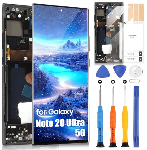 OLED LCD Écran pour Samsung Galaxy Note 20 Ultra 5G Display pour Samsung Note 20 Ultra 5G N986B N986U 6,9 Ecran Digitizer Assembly avec Réparation, Noir avec Cadre, Support Empreintes Digitales