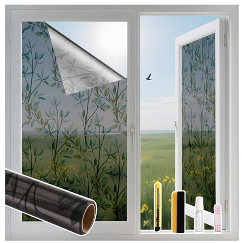 Finnez Fensterfolie Selbstklebende Sonnenschutzfolie, Schwarz 60 x 200 cm | Selbsthaftend Anti UV Blickdichte für Fenster Innen & Außen Statische Dekofolie für Wohnzimmer Küche Büro