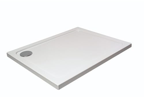 Balterley 1700 x 800 mm Rectangular Shower Tray, Slimline Shower Trays, Durable Stone Resin Base Trays for Bathroom Enclosure Cubicle, Corner Waste Rectangular Tray for Wetroom Showers (White)