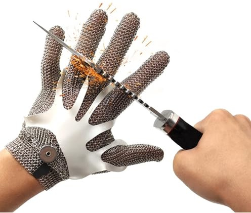 BDXZJ Edelstahl Metallgeflecht Handschuhe Schnittschutzhandschuhe Schnittschutzhandschuhe Küche Metzger Handschuh Für Fleischverarbeitung, Lebensmittelverarbeitung, Messerschärfen, Austernöffnen XL