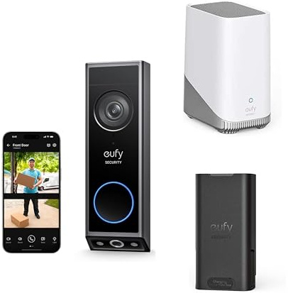 eufy Security Video Doorbell E340 Dual Cameras with Delivery Guard 2K Full HD Wireless Video Doorbell Camera, with S380 HomeBase,Rechargeable Battery Pack with USB-C,Colour Night Vision,6500 mAh Rech