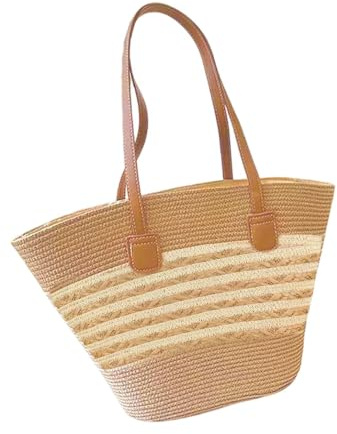 Lufaze Strohtasche, Boho-Mode geflochten mit großem Fassungsvermögen, Stroh Shopper für Frauen, für Outdoor, Reisen, Urlaub, Shopping, Pool, Büro, Uni, Party, Geburtstag, Hochzeit