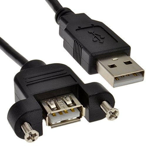 kenable USB 2.0 Panel Mount Female A Socket to A Plug 28AWG Cable 0.5m 50cm Black [0.5 metres]