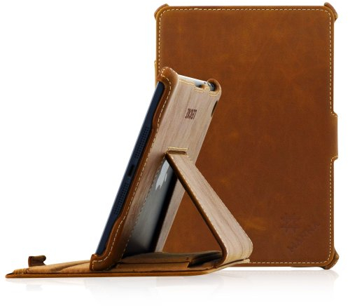 LEICKE MANNA | Sacoche/Étui de protection Ultra Slim pour iPad Mini 3, iPad Mini 2 Retina et iPad Mini avec fonction de support / EasyStand et CleverStrap / Couleur marron