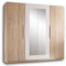 Stella Trading MARTINA Schlichter Kleiderschrank 4-türig - Vielseitiger Drehtürenschrank mit zwei Spiegeltüren in Eiche Sonoma Optik, weiß - 228 x 213 x 59 cm (B/H/T)