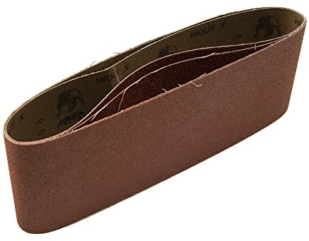 Mirka 3 nastri abrasivi in tessuto, 100 x 610 mm, grana P120, nastro abrasivo di alta qualità per levigatrice a nastro, per levigare legno e metallo, colore rosso