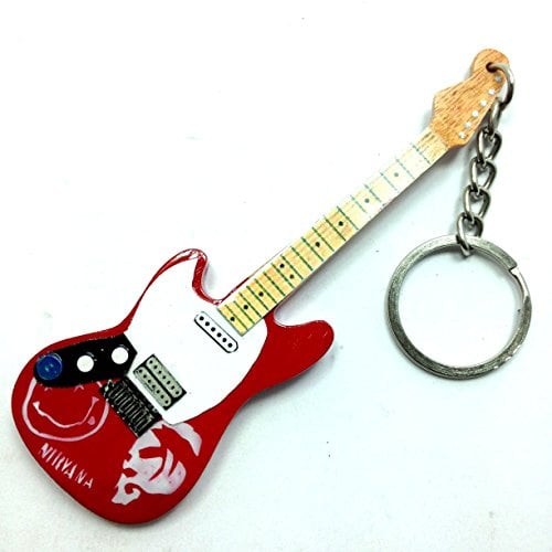 Music Legend Collection Schlüsselanhänger aus Holz in Gitarrenform - Nirvana - Kurt Cobain - Tribute