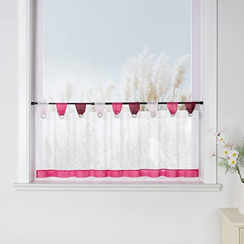 Yujiao Mao Bunte kleine Kaffee Vorhang Terri Garn Scheibengardinen H*B 45 * 90cm, Rosa