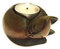 Something Different Curled Cat Wooden Tealight Holder Handcrafted