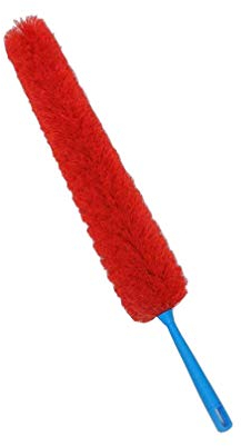 Plumeau en microfibre pour radiateur, pliable, moelleux, plumeau en plumes, outils de nettoyage à long manche, nettoie derrière les radiateurs et dans d'autres zones difficiles à atteindre, rouge