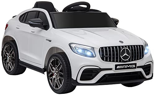 HOMCOM Voiture véhicule électrique Enfants 12 V 35 W V. 3-5 Km/h télécommande Effets sonores + Lumineux Blanc Mercedes GLC AMG