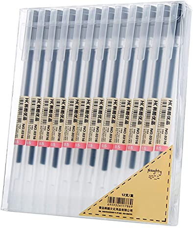 Premium japanischer Stil Schwarz Gelschreiber,12er-pack,0,5 mm Stiftspitze, für Journaling, Doodling, Zeichnungen, Notizen