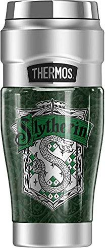 Harry Potter Slytherin House Crest THERMOS STAINLESS KING Stainless Steel Travel Tumbler, Vacuum Insulated & Double Wall, 16oz