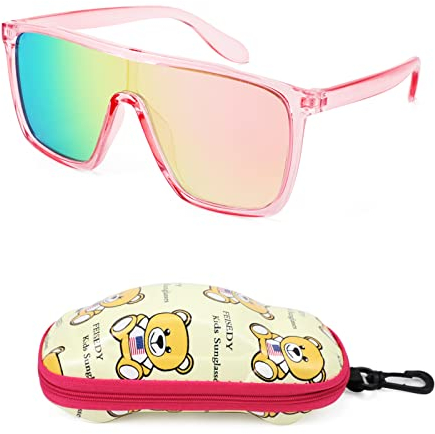 FEISEDY Sonnenbrille Kind Coole Brille Eckig für Jungen und Mädchen 3-10 Jahre mit UV400 Schutz B2812