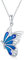 OHAYOO Schmetterling Ohrringe Silber 925 Schmetterling Leverback Tropfen Ohrringe Mädchen Schmetterling Hängend Creolen Ohrringe Schmetterling Schmuck Creolen Geschenke Damen Mädchen (Blau Kette)